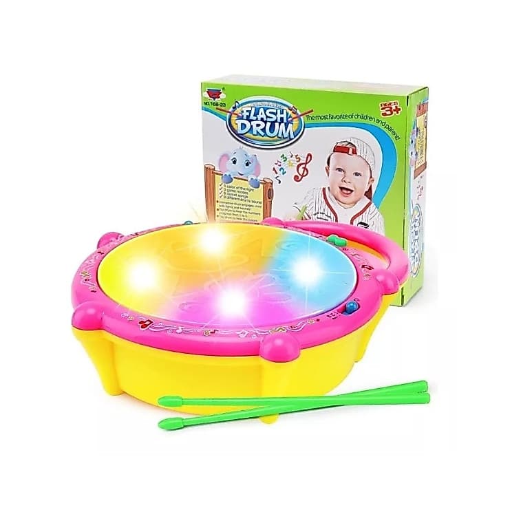 Tambor Musical Infantil Flash Drum Com Baquetas Educativo