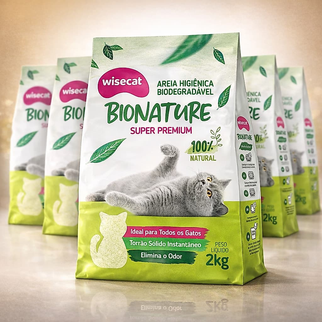Kit 5 Areia Sanitária De Mandioca Granulado Para Gatos Biodegradável Wisecat
