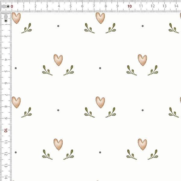 Tecido Tricoline Digital Corações e Raminhos Costura Artesanato Patchwork Pano Ateliê DIY