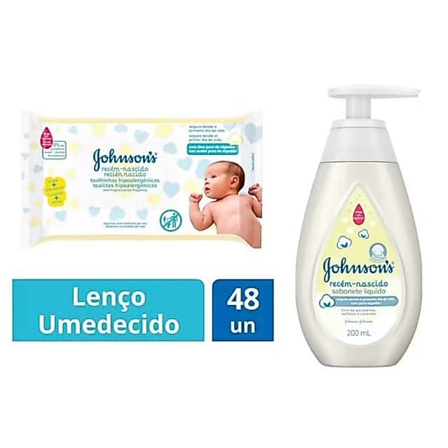 Kit johnson's baby sabonete líquido e lenço umedecido recém nascido