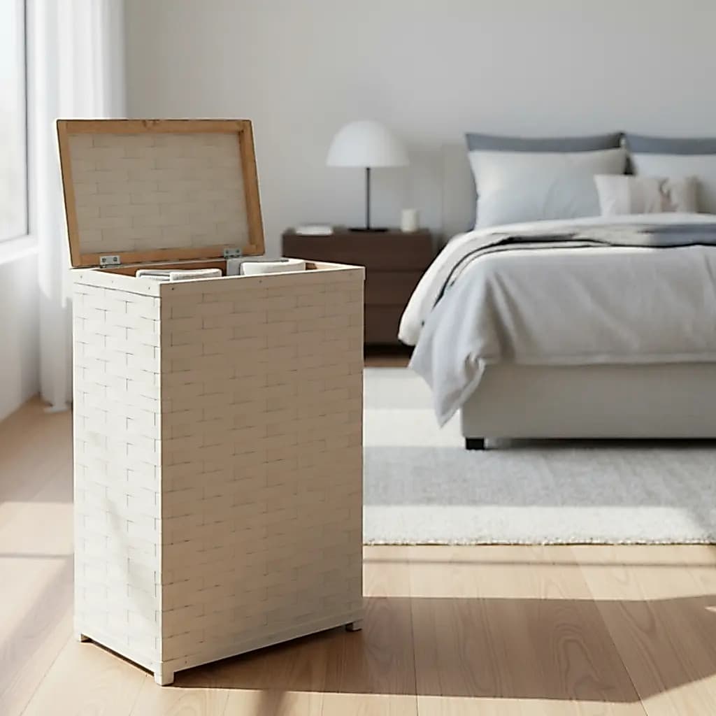 Cesto De Roupa Suja 55 Litros C/Tampa Organizador Lavanderia Banheiro Quarto Leve Resistente