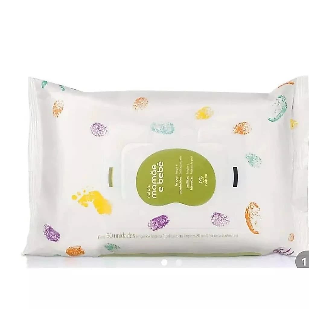 Lenços Umedecidos com fragrância Mamãe e Bebê  50 Folhas Natura