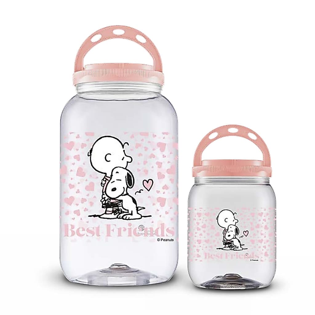 Kit 2 Potes Ração 3,6L Petisco 1,7L Snoopy Best Friends Armazenador Porta Guarda Ração Petisco Com Alça Gato Cachorro