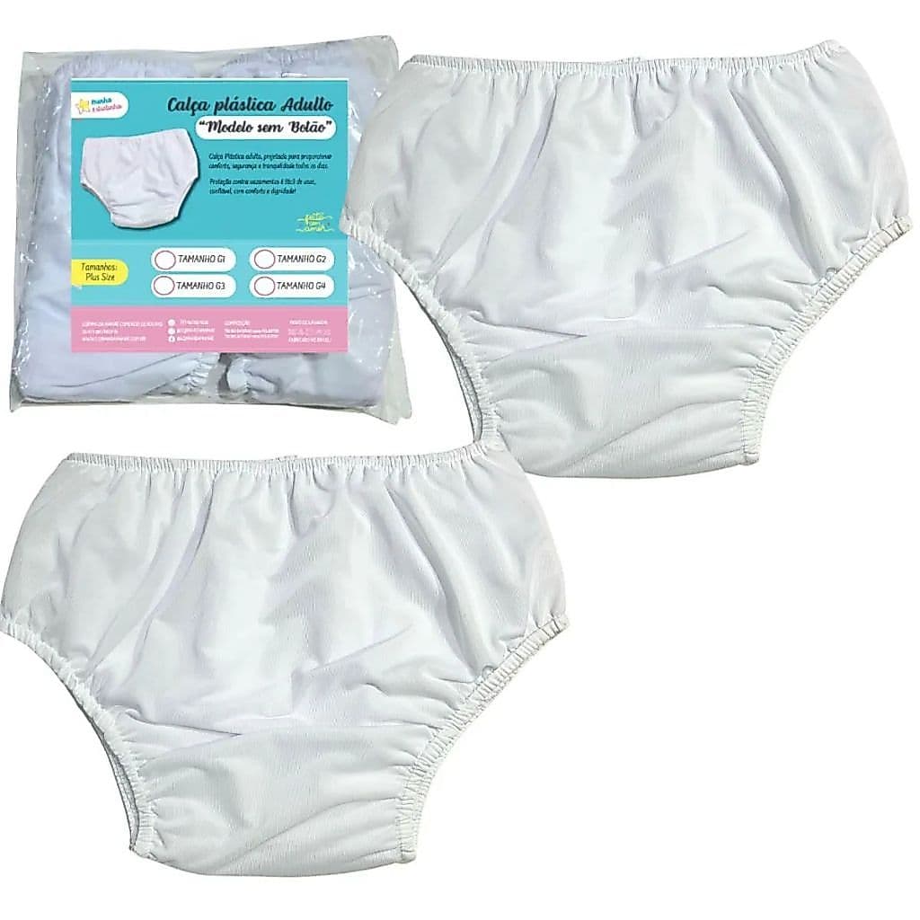 Kit 2 Fralda Plastica Plus Size Reutilizável S/Botão 2und Diurno Noturno fralda geriátrica Idoso Adulto unissex Escapes