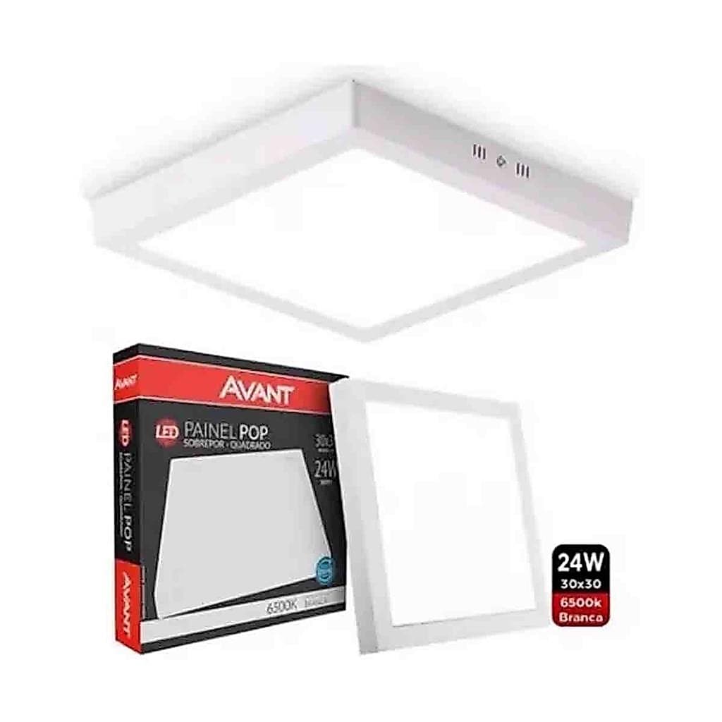 Kit3 Painel Led Sobrepor 22x22 Luminaria 18w 6500k Avant