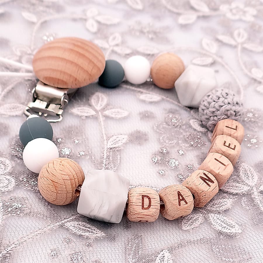 Nome Personalizado Clipes Baby Pacifier Acessórios De Corrente Dentição De Madeira Feitos À Mão Porta Teether BPA Livre