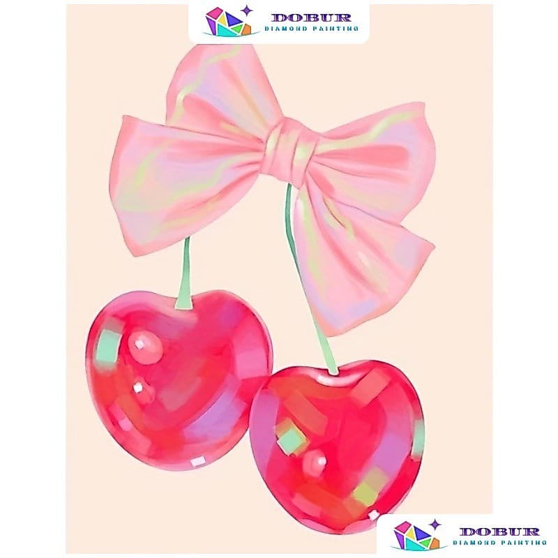 DOBUR | 1 Peça De Pintura Diamante 5D , Tema Cereja , Arte De Sem Moldura , Adequada Para Várias Decorações De Parede DI