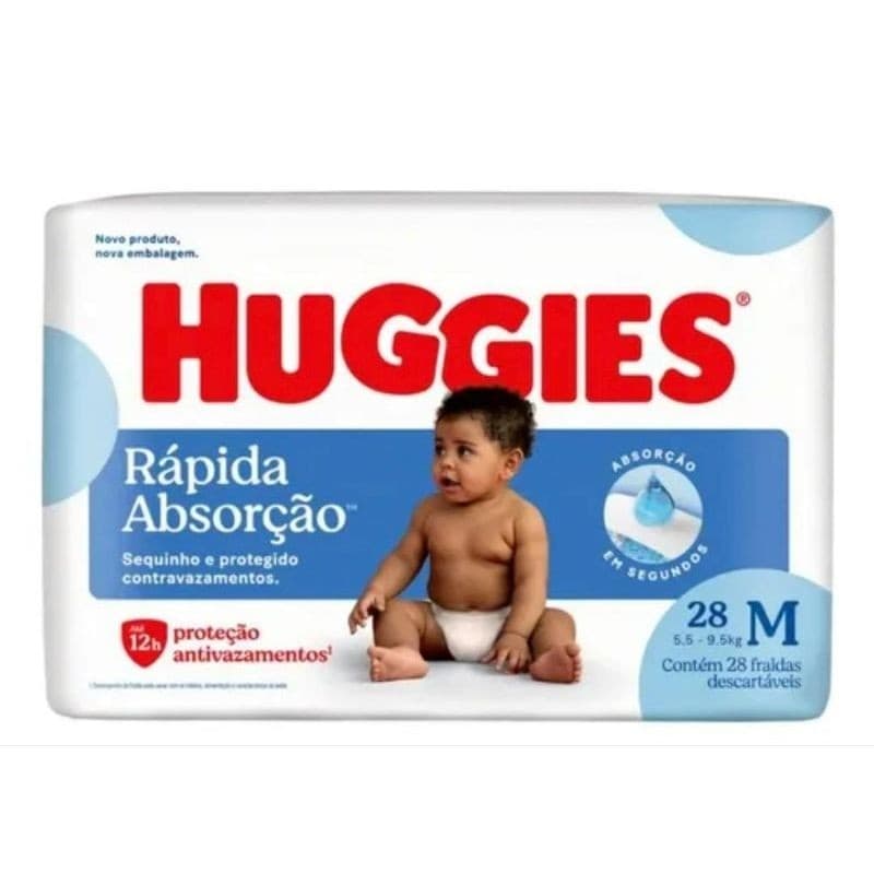 Fralda descartável Huggies Rápida Absorção Tamanho M 28 fraldas