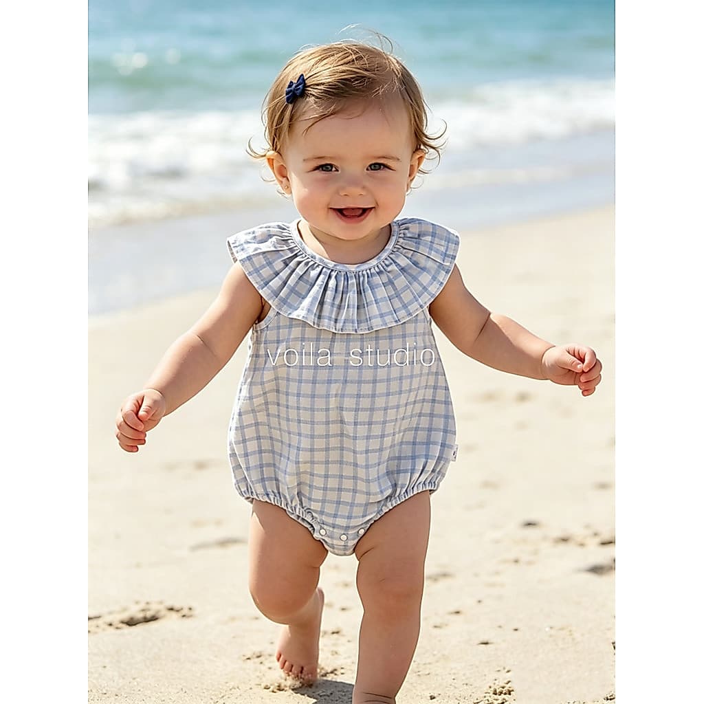 Bebê bebê dupla camada gaze roupas bebê menina gola de folha de lótus roupas de verão classe A gaze de algodão puro resp