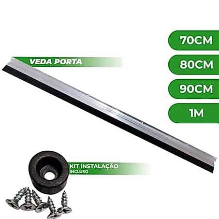 Kit 2 Rodo Vedante de Porta em Alumínio Completo 70/80/90cm-1m e 1,20 Veda Porta