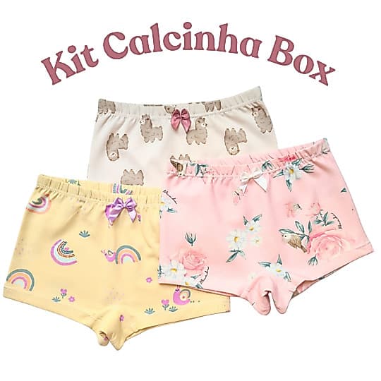 Calcinha Infantil Menina Box Boxer Shorts Segurança Algodão Cotom Tapa Fralda Cueca Menina Desfralde
