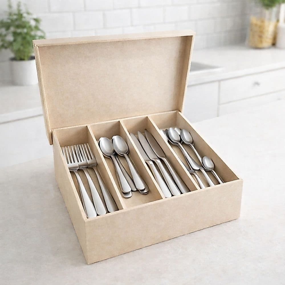 Caixa Porta Talher MDF 29x25x9 Com Dobradiça Organizador Cozinha Multiuso Resistente Decorável Elegante