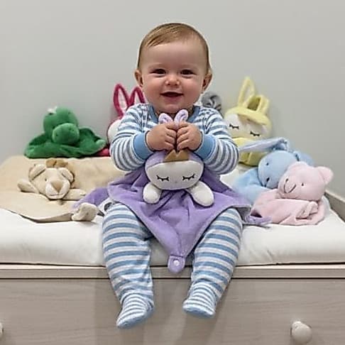 Naninha Quadrada para Bebê Antialérgica com Prendedor de Chupeta e Bichinho Plush