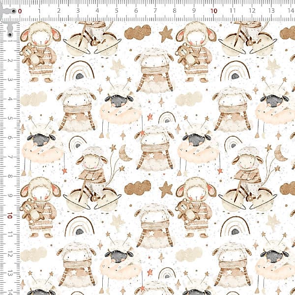Tecido Tricoline Digital Criança Ovelha Cute Pano Patchwork Costura Ateliê Artesanato DIY