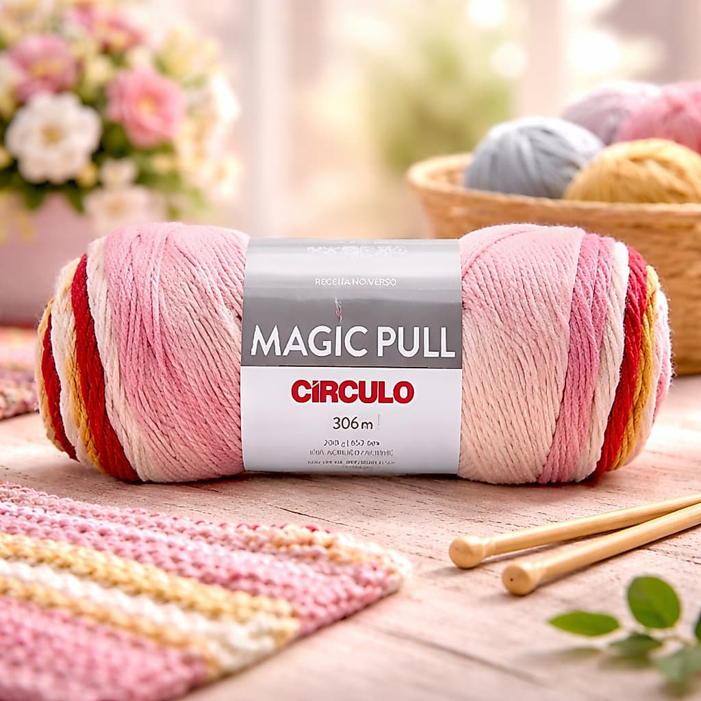 Barbante Lã Magic Pull Novelo 200g Círculo Fio Colorido para Tricô Crochê Artesanato 100% Acrílico