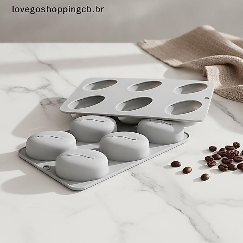 Molde De Silicone Para Grãos De Café Com 6 Cavidades , Mousse Sobremesa Em Forma De Feijão , Estilo Francês Assar Pastel