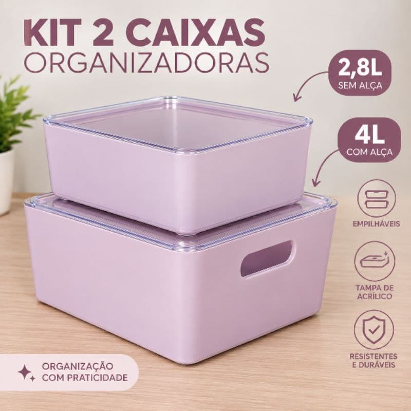 Kit Caixas Organizadoras Plástico Multiuso – Armário, Cozinha, Quarto e escritórios