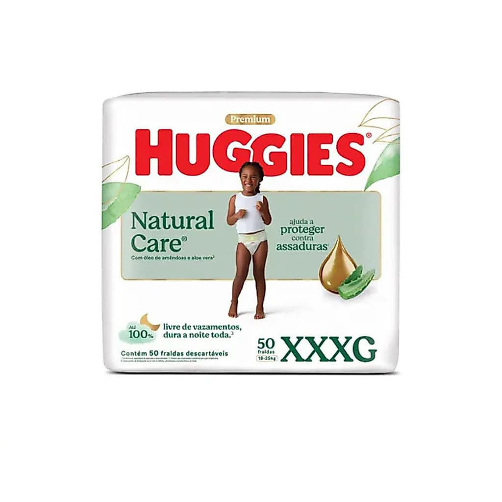 Fralda Infantil Huggies Premium Natural Care XXXG 50UN