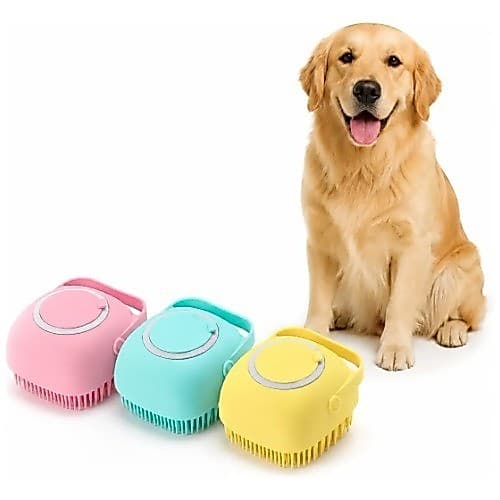 Escova De Banho Para Pet Com Dispenser De Shampoo