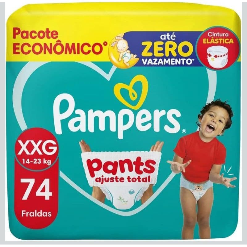 Fralda Pampers Pants Ajuste Total XXG Barreira Anti-Cocô para Fralda Infantil com Elástico Ajustável