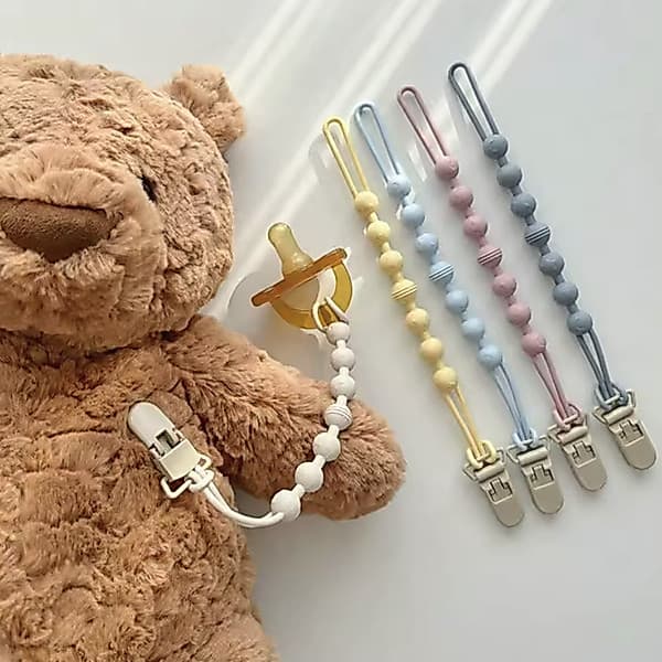 Prendedor de chupeta de bebê integrado silicone chupeta de bebê corrente mordedor dentição brinquedos clipe
