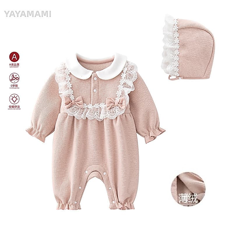 Bebê macacão outono inverno roupas de veludo fino cem dias roupas da menina do bebê moda doce princesa mês cheio roupas 
