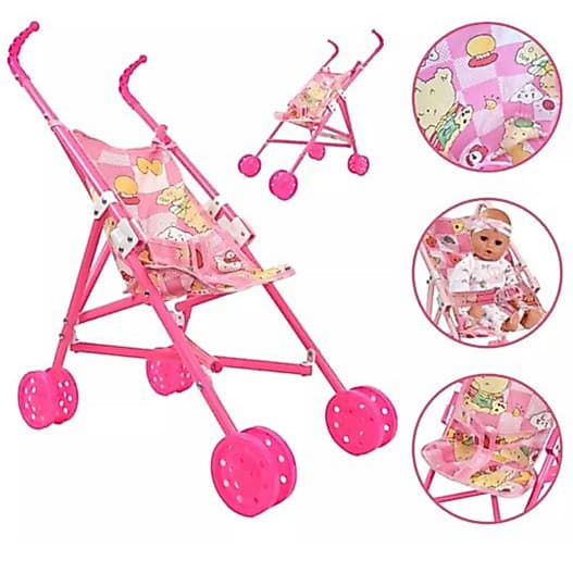 Carrinho De Boneca Bebe Reborn Brinquedo Infantil Passeio Dobrável Menina Brinquedo