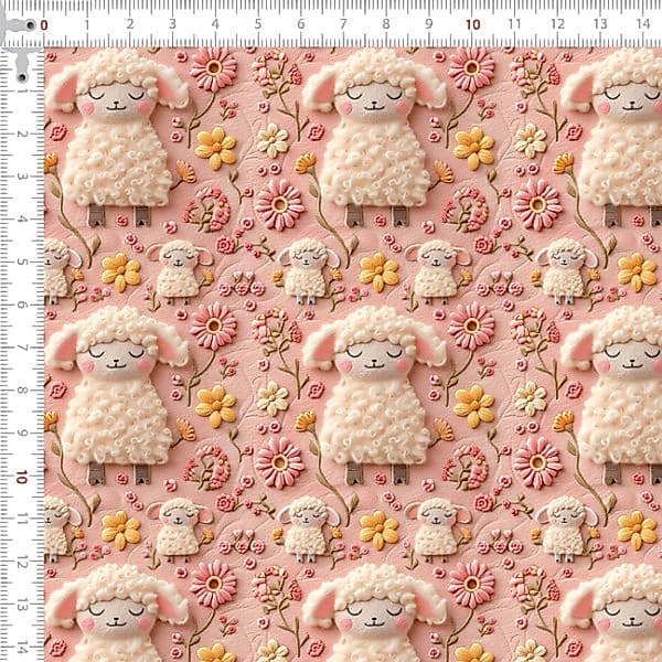 Tecido Tricoline Digital 3D Ovelhas Florais Patchwork Costura Artesanato DIY Alta Definicao Atelie