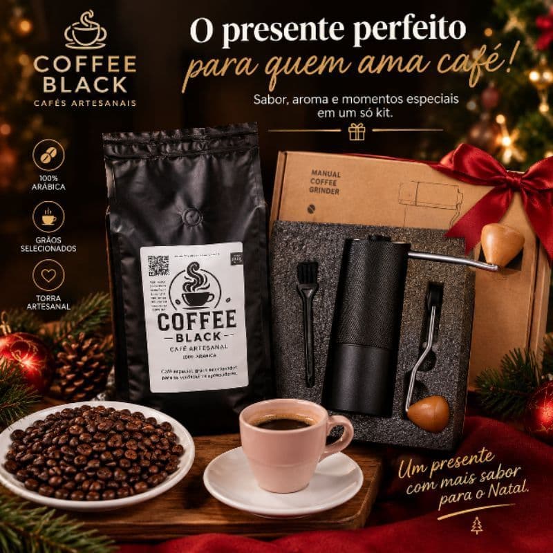 Kit Café em grãos especiais 100% Arábica com Moedor Manual de Café Presente para Natal