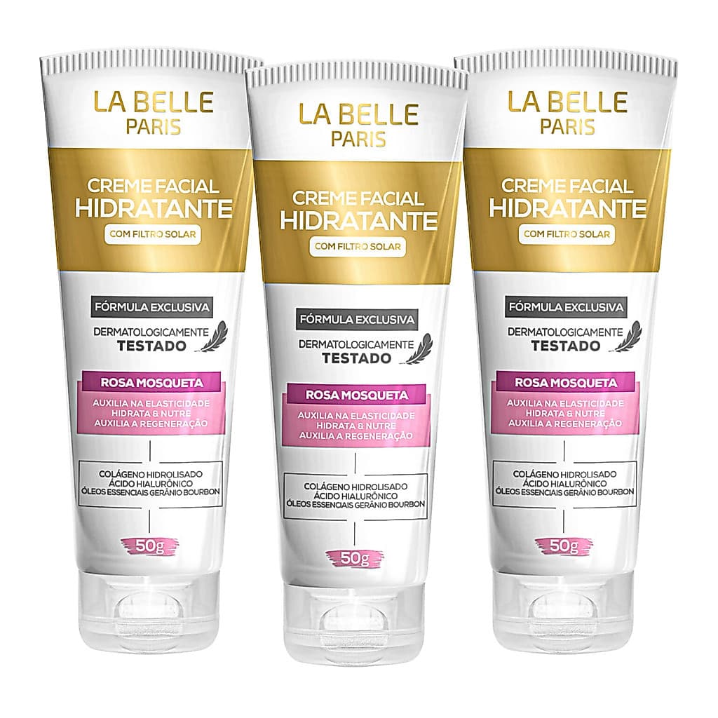 Kit 3 Creme Hidratante Facial 50g Com Filtro Solar La Belle Paris