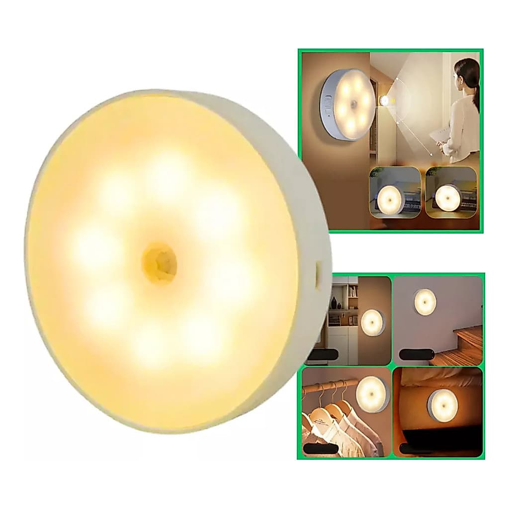 Luminária Lâmpada Arandela LED com Sensor de Movimento 3W 3000K Branco Quente, Com 6 LEDs Y33Y