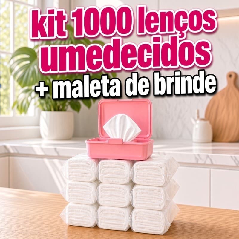 Lenço umedecido adulto bebê 1000 unidades mais maleta