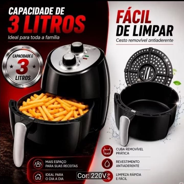 Fritadeira Elétrica Air Fryer Sem Óleo 220v