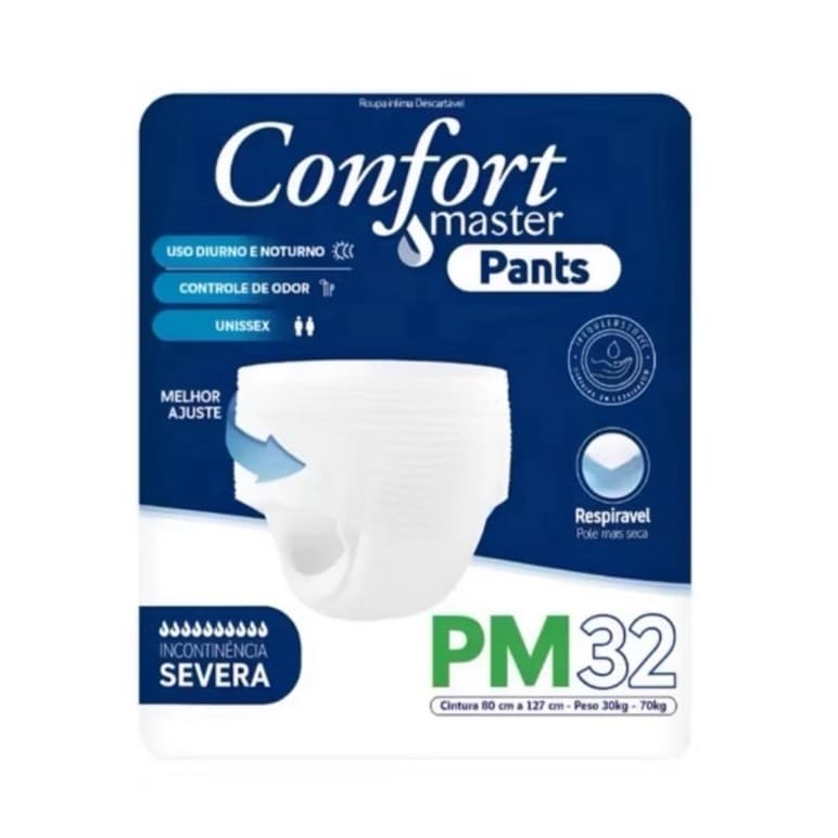 Fralda Confort Master Pants Descartáveis P/M e G/EG 32 Unidades