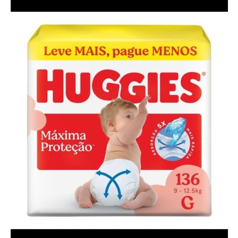 Fralda Huggies Maxima Protecao Giga G 136 Unidades