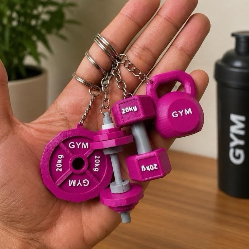 Kit Chaveiros Femininos Academia 3D Personalizado Halter Kettlebell Barra e Anilha