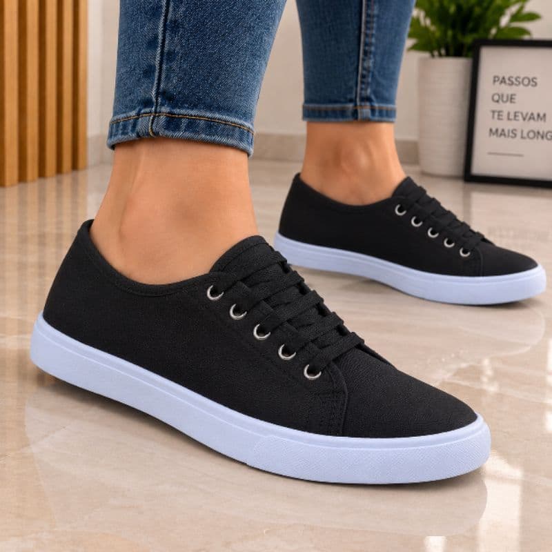 Sapato Casual Feminino Com Cadarço Leve Confortável Dia a Dia Caminhada Trabalho Calçado Feminino Moda Blogueira