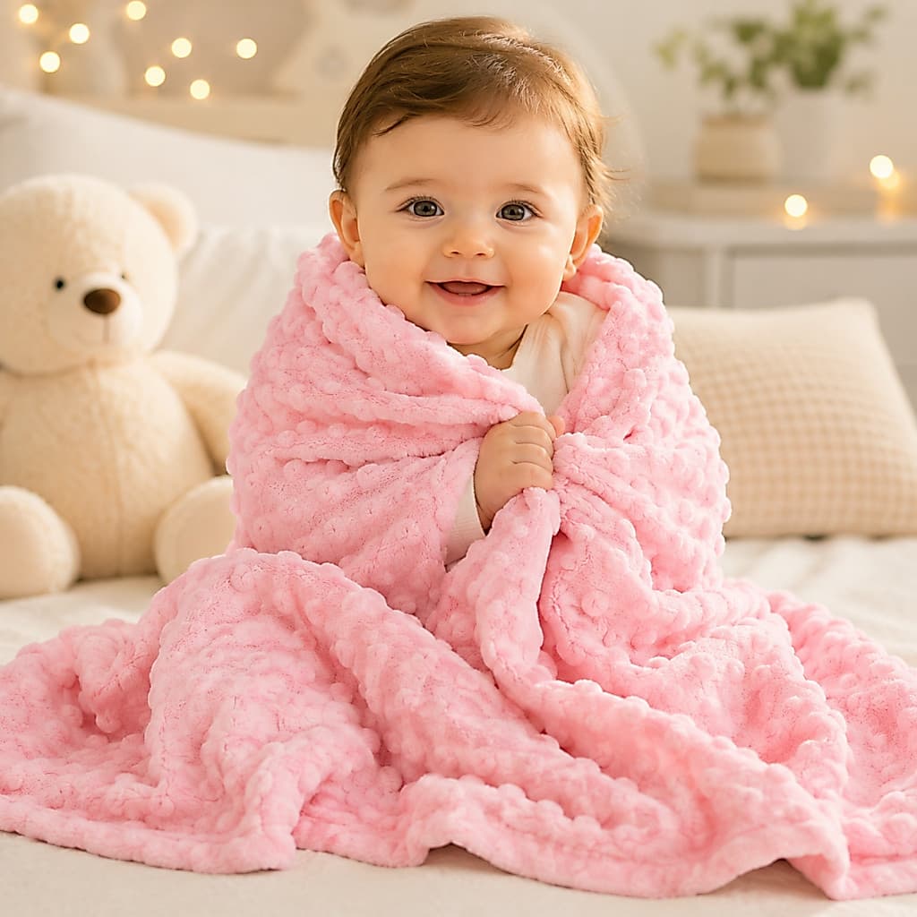 Manta Bebê Pipoquinha 80x100cm Cobertor Infantil Macio Alto Relevo para Berço e Carrinho