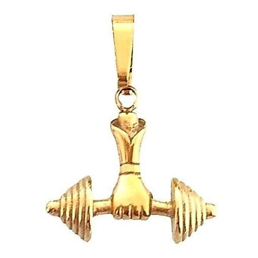 Pingente Para Corrente Mão Halteres Academia Aço Banho Ouro
