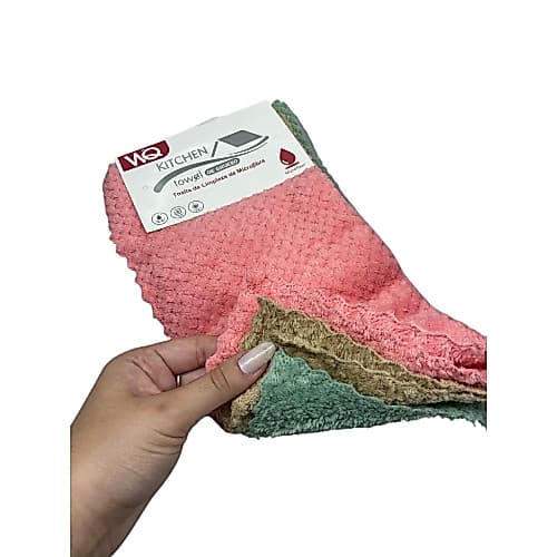 KIT 3 Toalha Pano de Limpeza 30X30 Microfibra Grosso Resistente Colorido Limpar Vidros Carro Eletrodoméstico