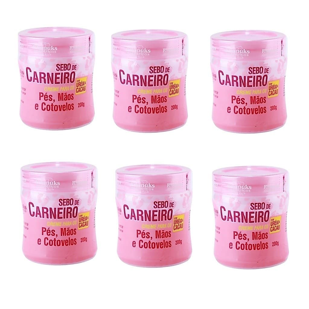 Kit 06 Creme Hidratante Sebo de Carneiro Original Rhenuks Para Pés Mãos Cotovelos A Pronta Entrega