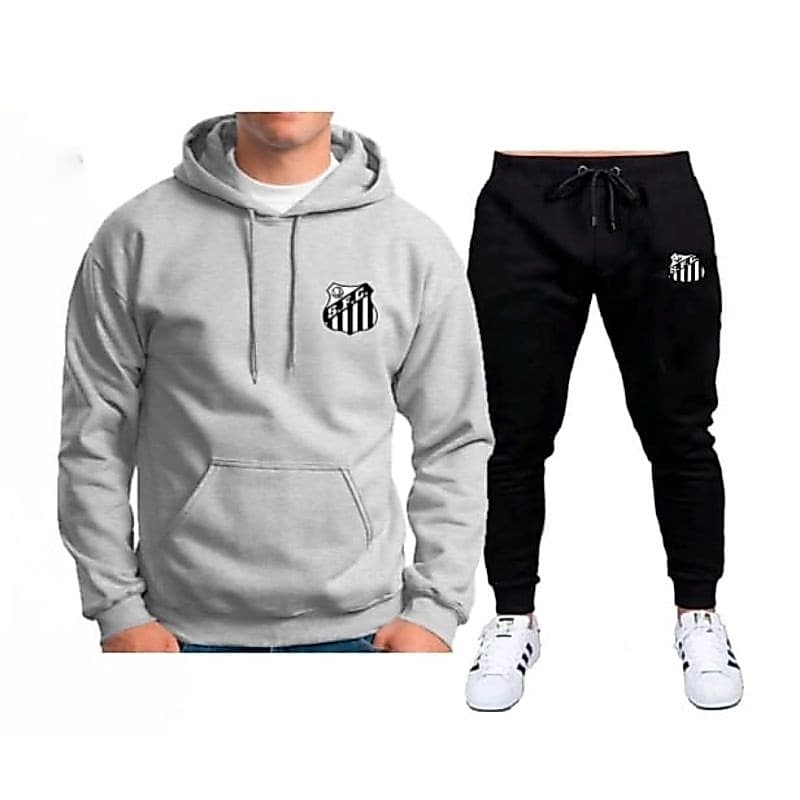 Conjunto moletom canguru masculino feminino time baixada santista