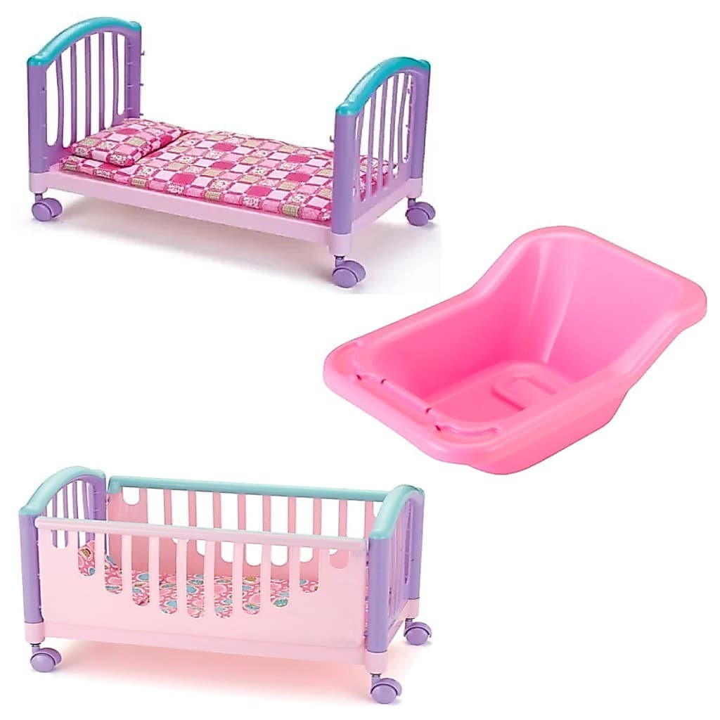 Kit Acessórios de Boneca Bebê Reborn Banheira e Berço Cama