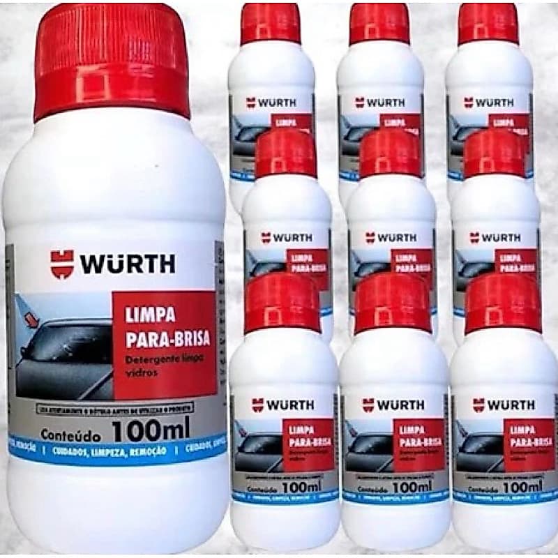 Kit 10 Limpa Para Brisas Wurth 100 ml Concentrado Detergente Vidros Carro