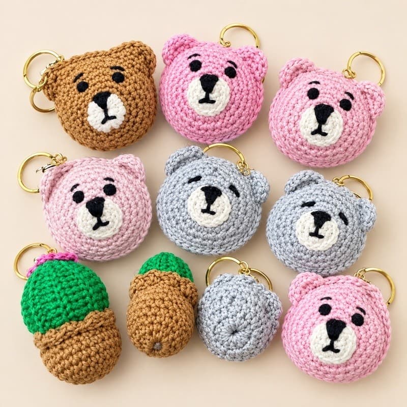 Kit Chaveiro Amigurumi Ursinho crochê, Cactus-Lembrancinha Sortidos Kit 3, 5 e 10