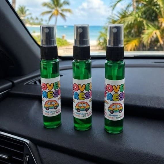 Kit 3 Love Fresh Cheirinho Pra Carro Brisa Tropical 30ML Alta Performance - Aromatizador Carro Casa Banheiro
