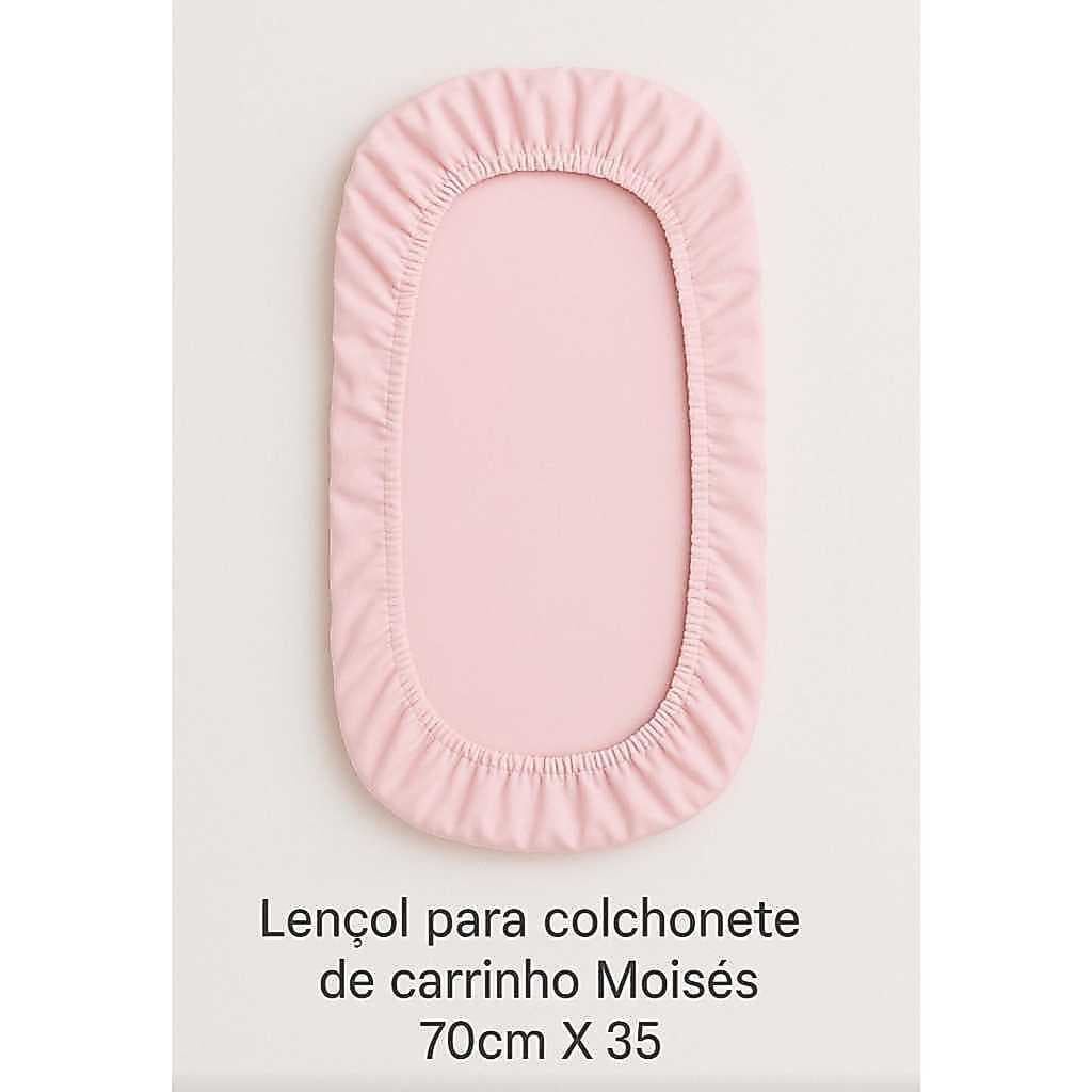 Lençol para colchonete de carrinho moisés na cor rosa bebe 70cm x 35cm