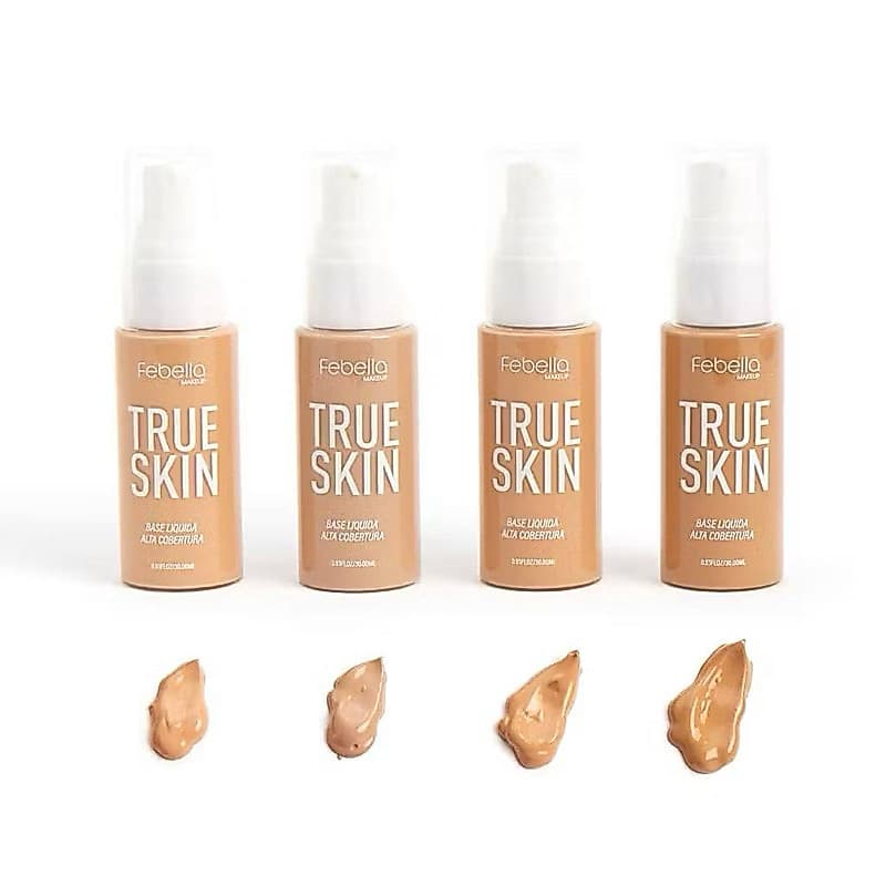 Base Líquida True Skin Embalagem Pump e Alta Cobertura Febella BB5047