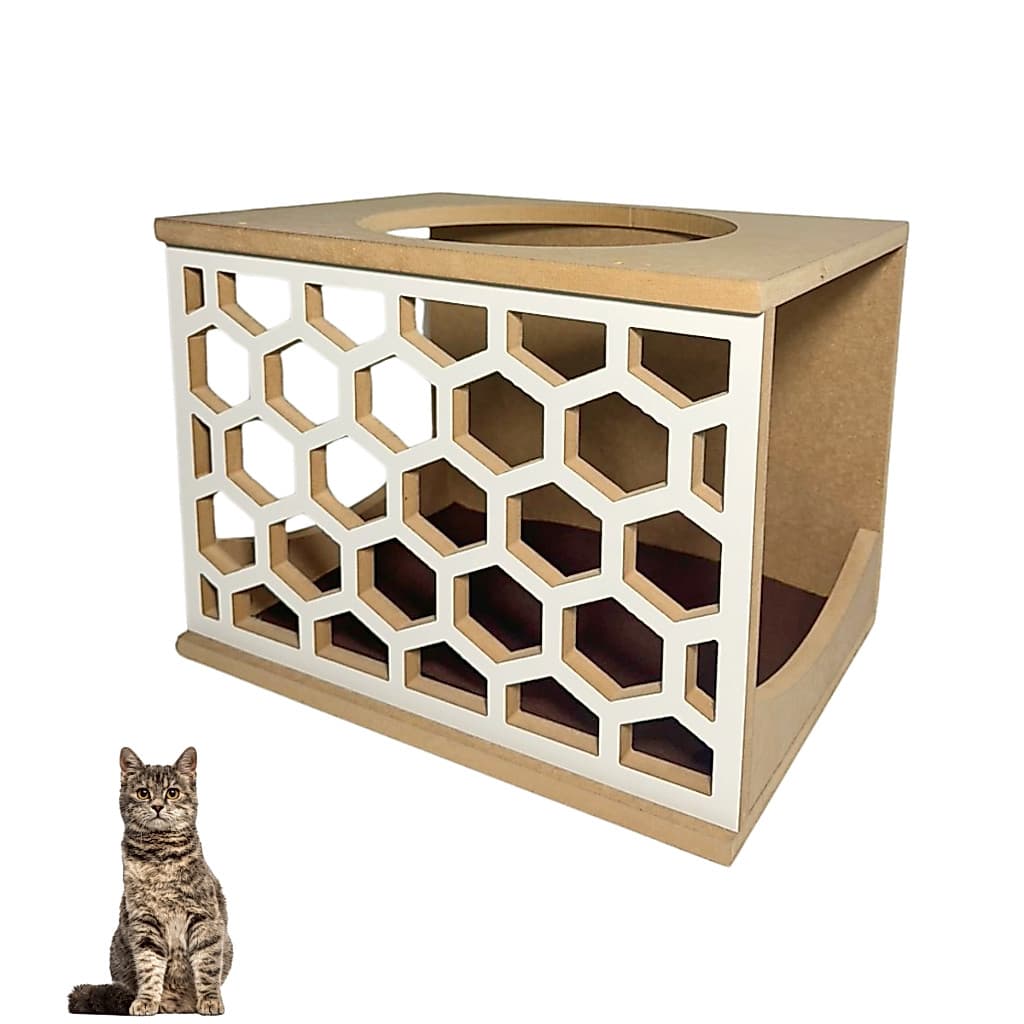 Nicho Para Gato Colméia REFORÇADO MDF 15mm Casinha de Gato Montado Caminha de Gato Toca Com Carpete