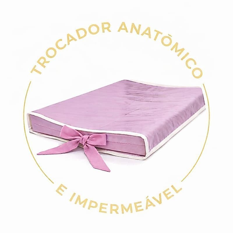 TROCADOR DE BEBÊ IMPERMEÁVEL ANATÔMICO AMERICANO DE CÔMODA - PLASTIFICADO - MENINO E MENINA - DETALHE LAÇO - UNISSEX